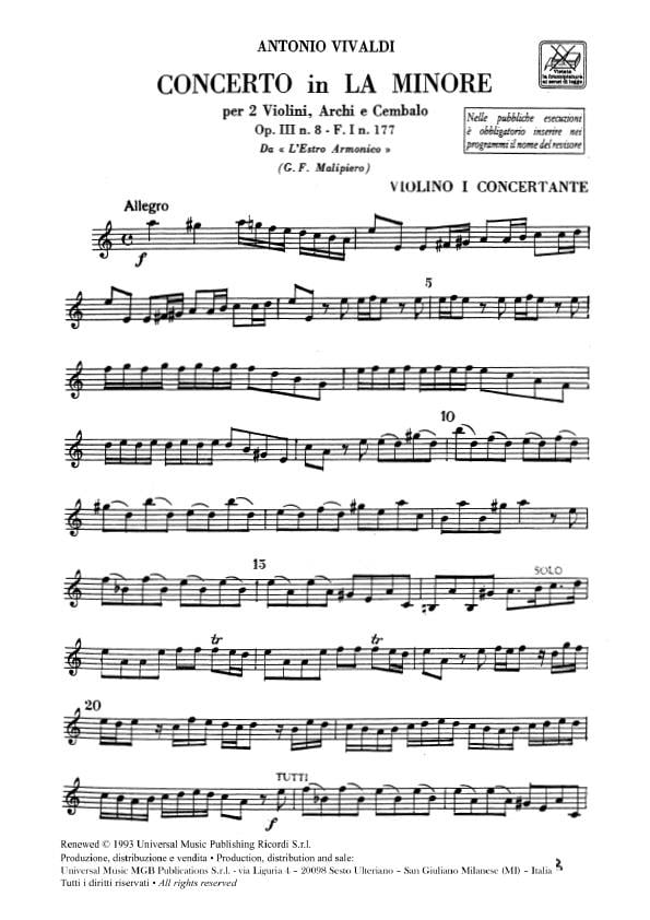 Concerti Per Vl. Archi E B.C.: Op.Iii N 8 Rv 522,